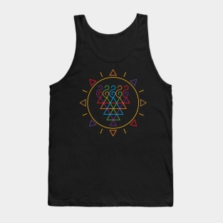 Indian Symbol of Knowledge and Wisdom at the Center Surrounded with a Sun as a representation of an eternal energy. Tank Top